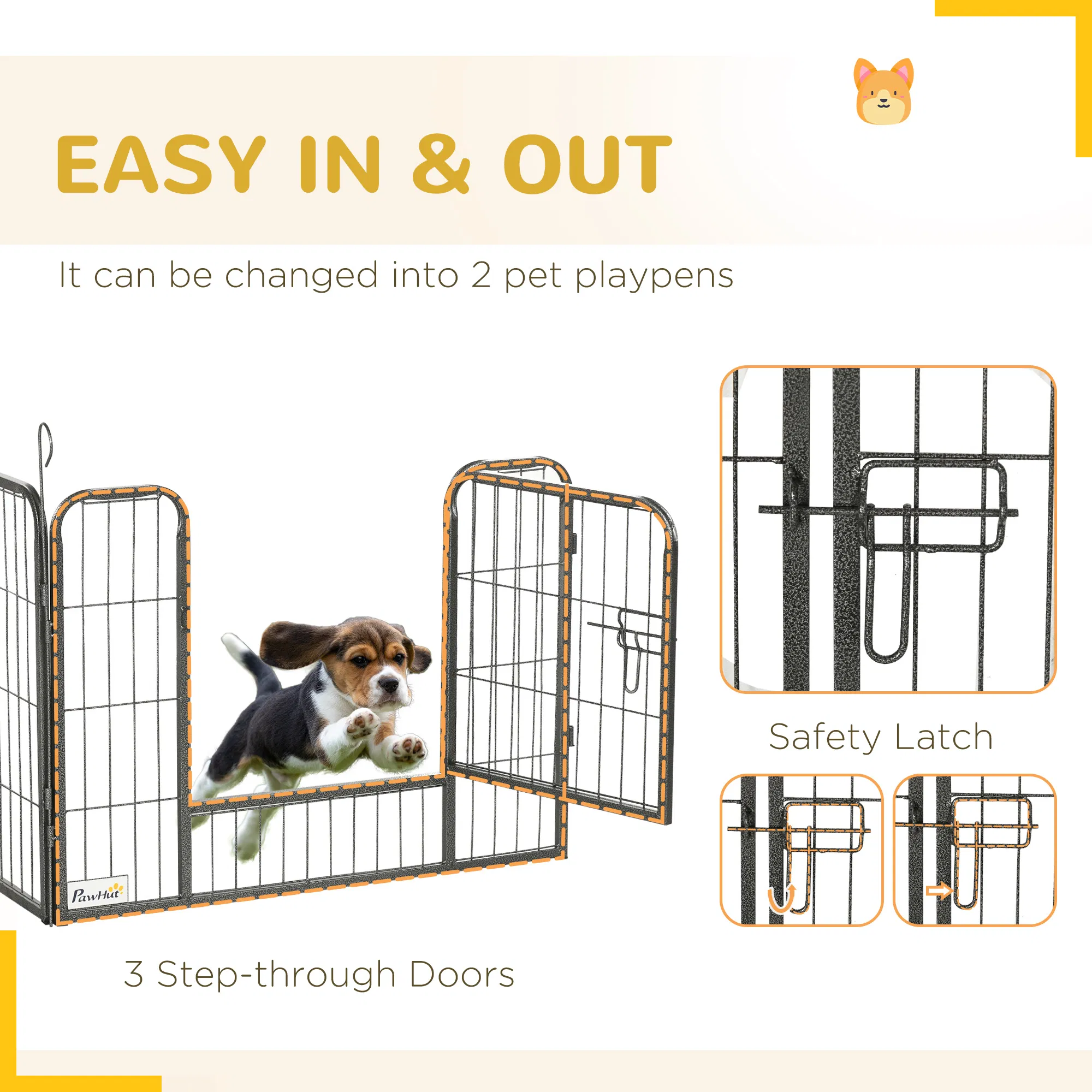 24 Panel 24" Height Heavy Duty Dog Playpen for Small Medium Dogs, Grey photo 6
