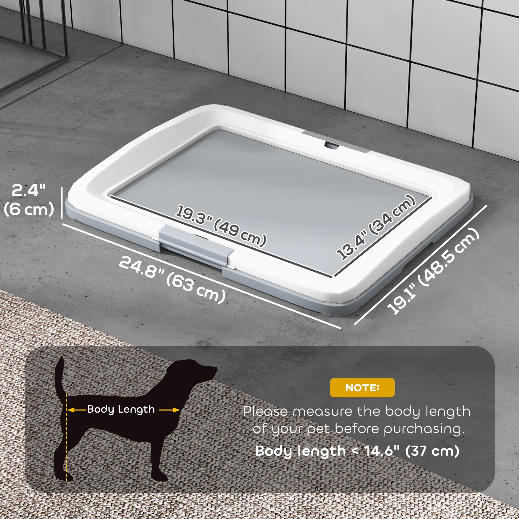 25" x 19" Pee Pad Holder, Dog Potty Tray for Indoor Outdoor, Easy to Clean Dog Training Toilet Pee Pad Tray, Grey photo 5