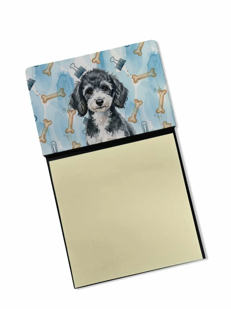 Miniature Parti Poodle Coworker Watercolor Sticky Note Holder Refillable Dispenser Desk Accessory 3x3 Pad Gift photo 8
