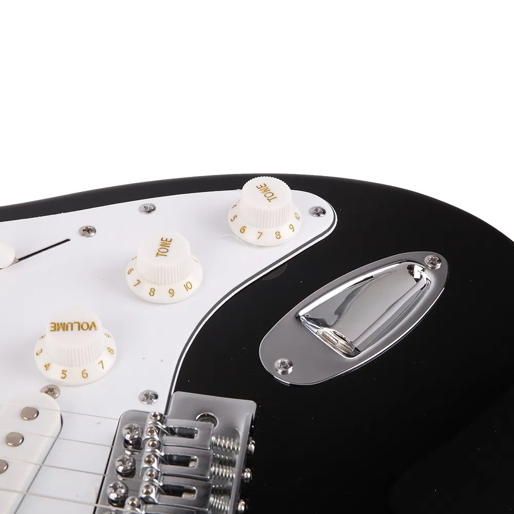 Rosewood Fingerboard Electric Guitar Black w/ White photo 2
