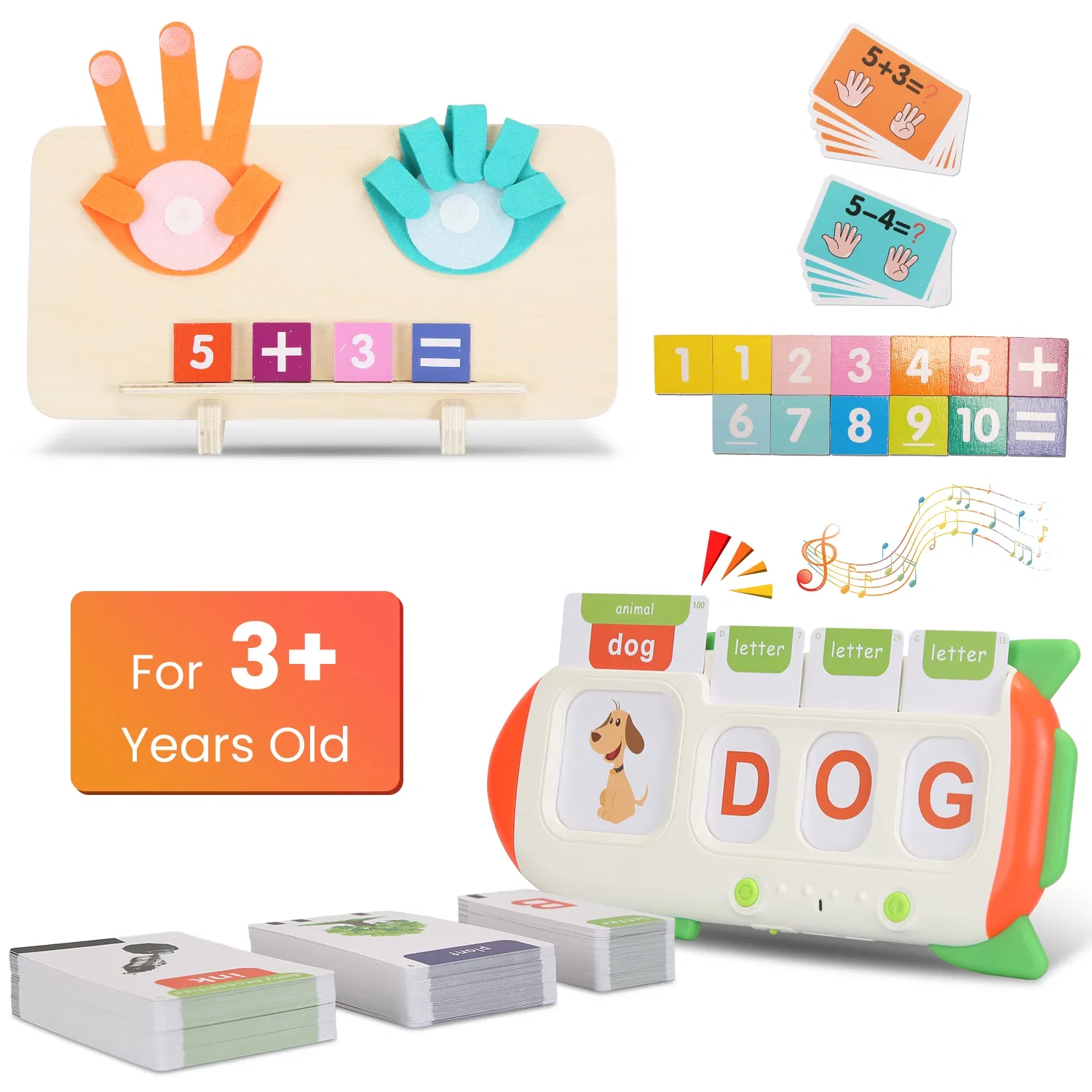 Talking Flash Cards and Finger Counting Math Board Interactive Learning Toys for Kids Aged 3+ Number Alphabet Words Song Learning photo 1