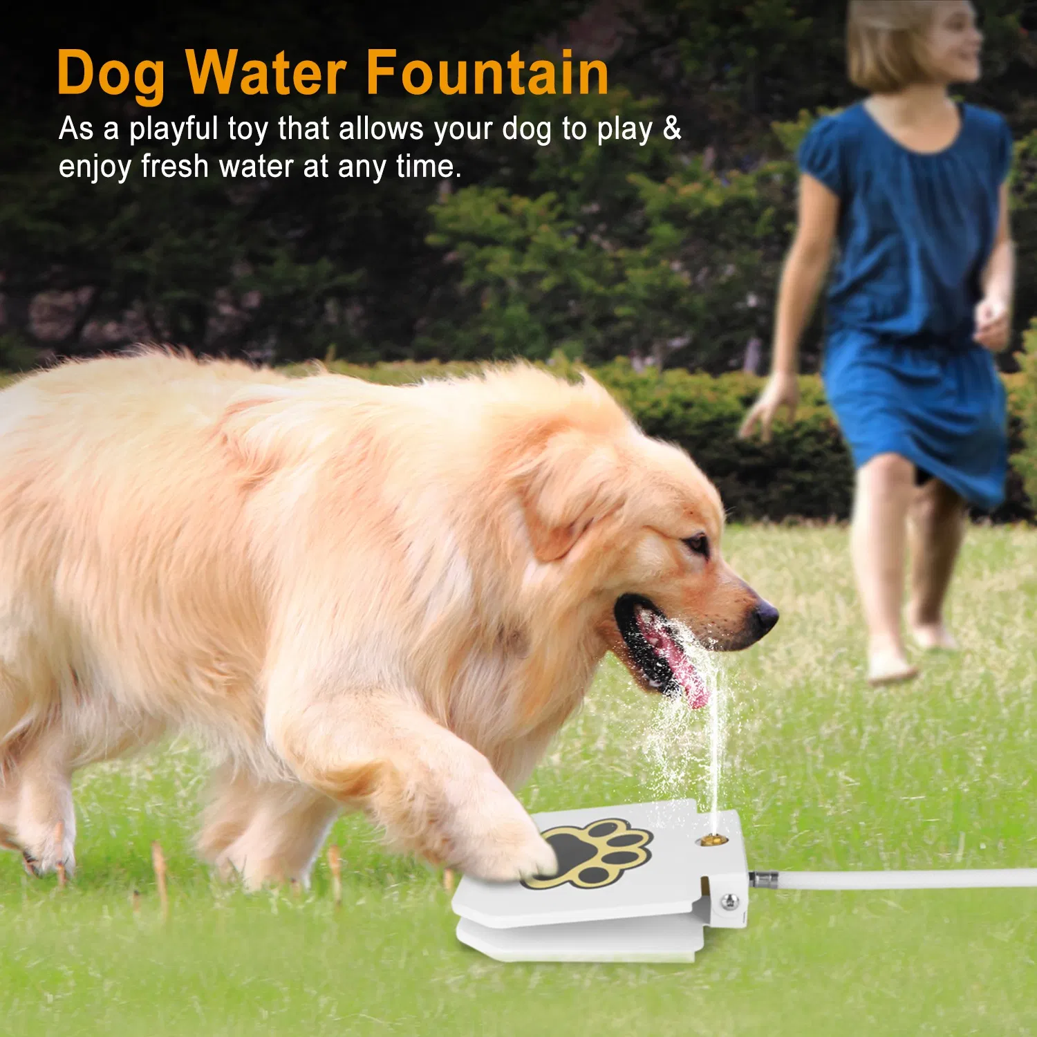 Step Activated Dog Water Dispenser, Outdoor Pet Drinking Fountain with 2-Way Water Splitter, Iron Build for Backyard Garden Use photo 5