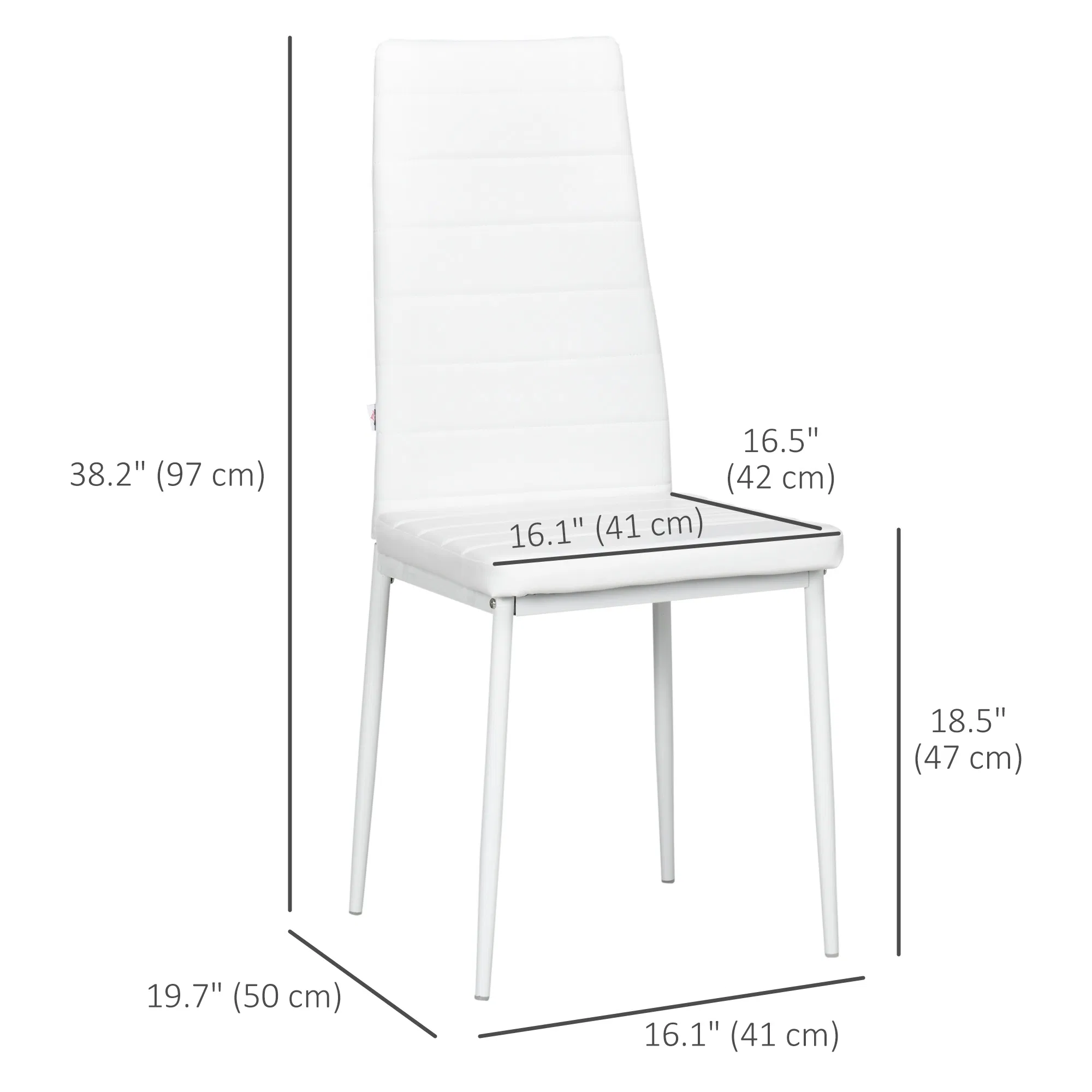 Modern Dining Chairs, Set of 4, High Back PU leather Upholstery and Metal Legs for the Living Room, Kitchen, Home Office, White photo 4