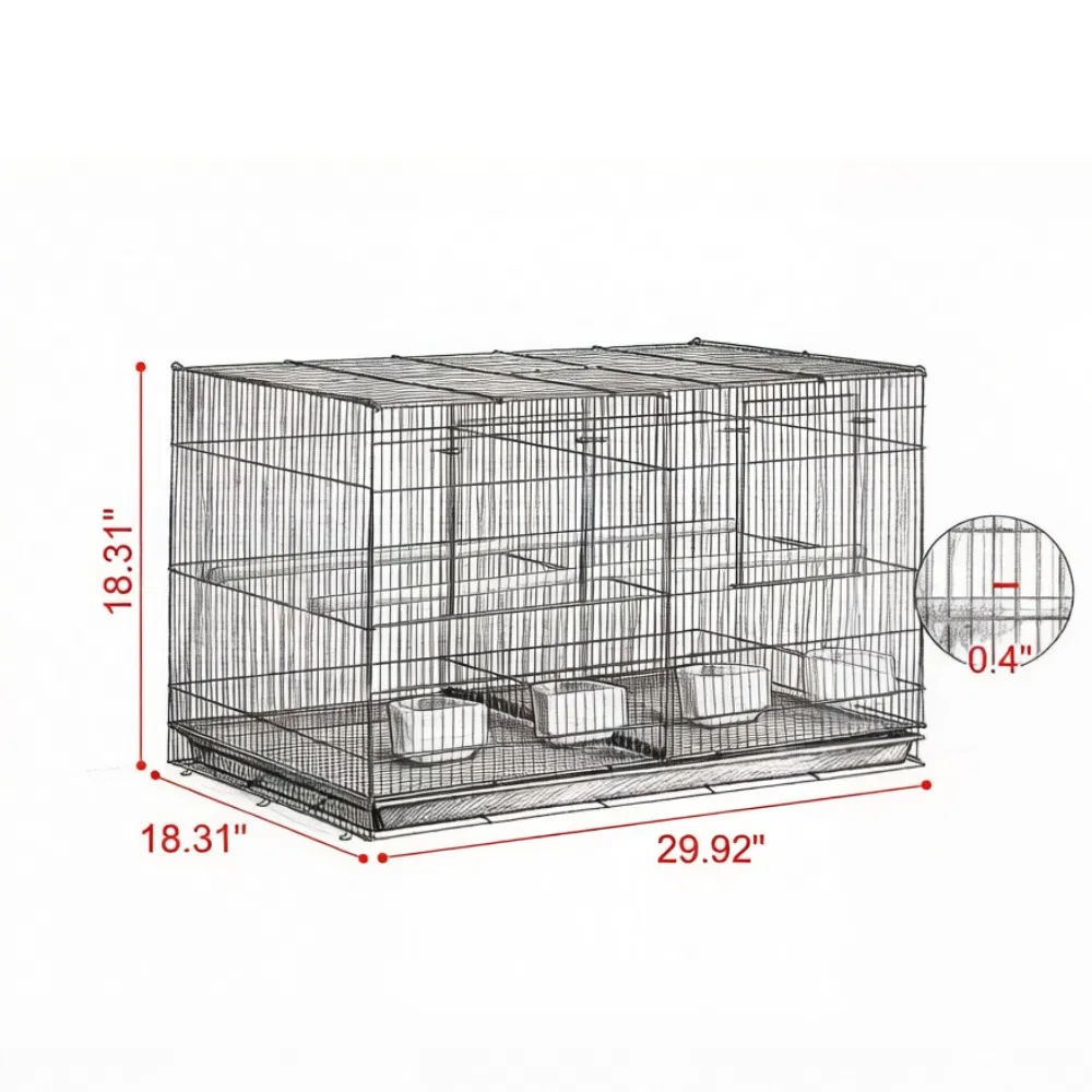 Bird Cage with Easy to Clean 760 X 460 X 455 Mm photo 6