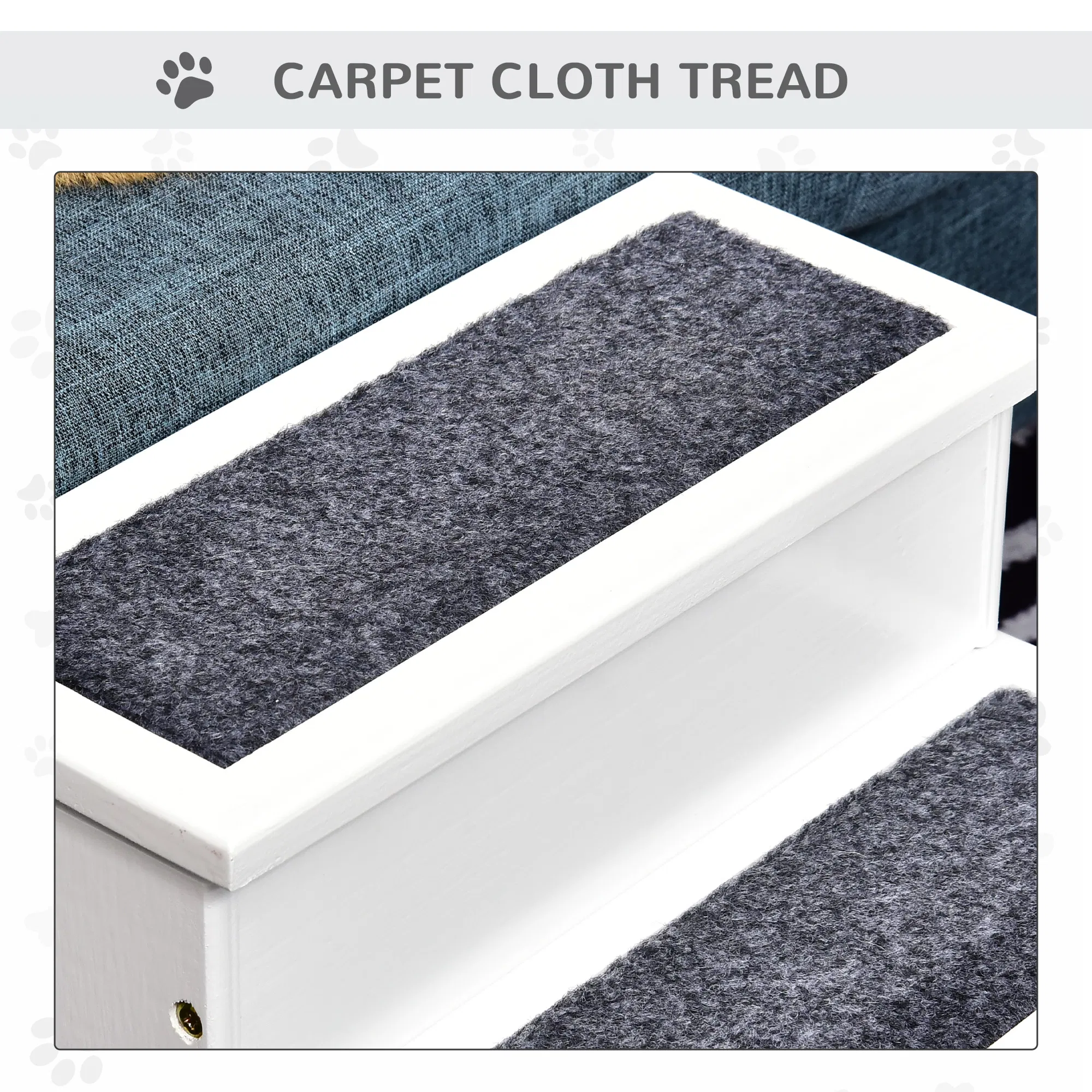 Wooden Carpeted Non Slip Pet Stairs Ramp photo 5