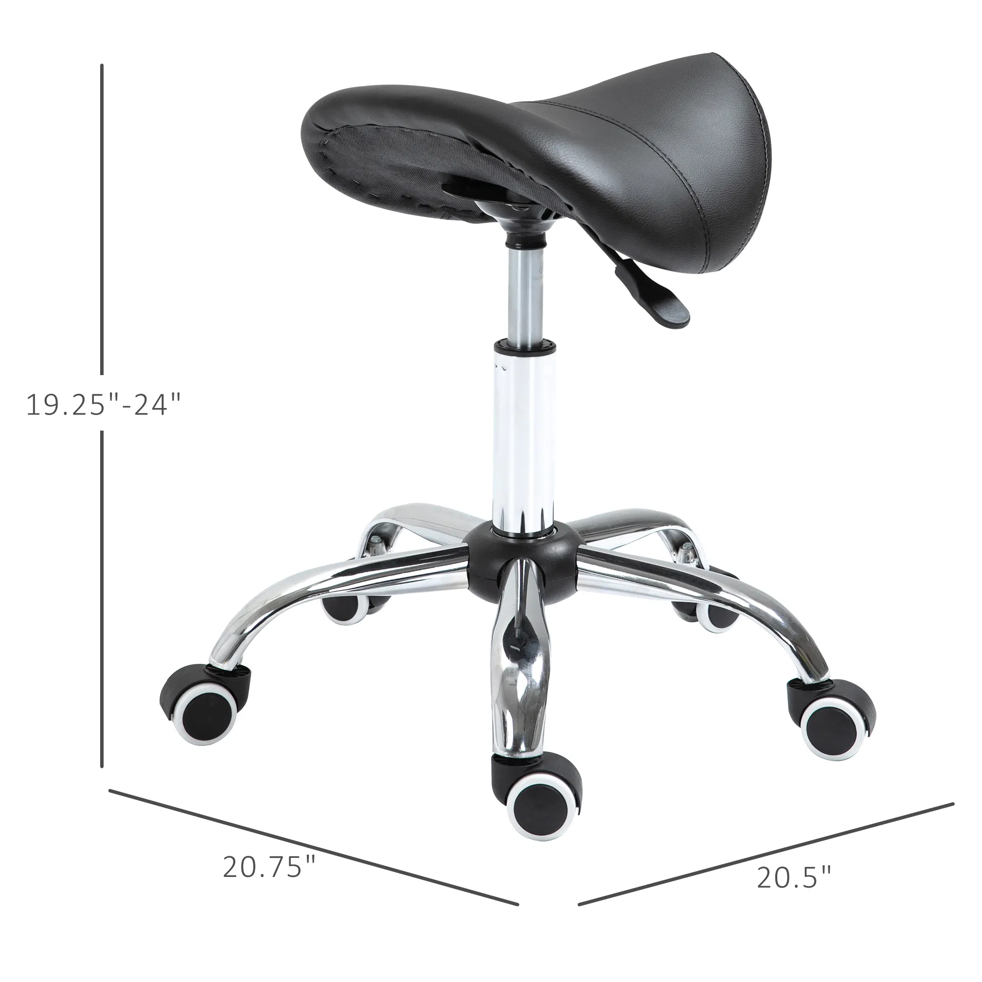Adjustable Elegance: Hydraulic Salon Stool, Rolling Swivel Saddle Chair, PU Leather Beauty Seat for Spa, Black Finish photo 4