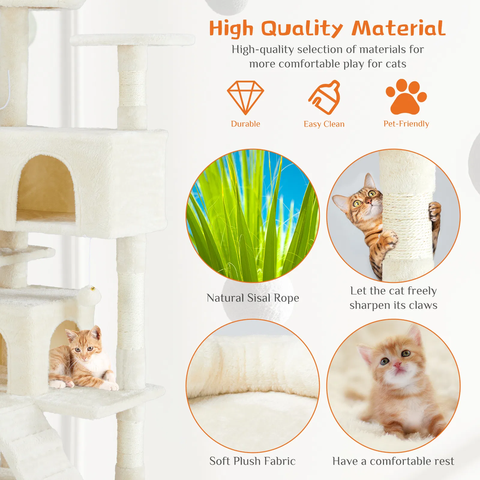 Multi-functional cat tree house cat climbing frame, lounge and recreation area detachable toy, 54in photo 6