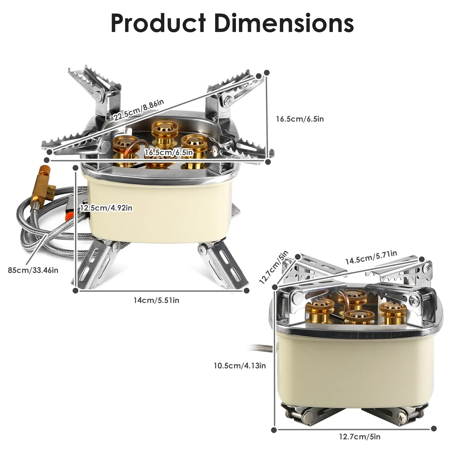 Foldable Portable Outdoor Gas Camping Stove 13000W Stepless Flame Control, Stainless Steel High Carbon Steel Copper Structure Supports 44lbs Multi Fuel with Carrying Bag Flexible Extension Tube photo 3