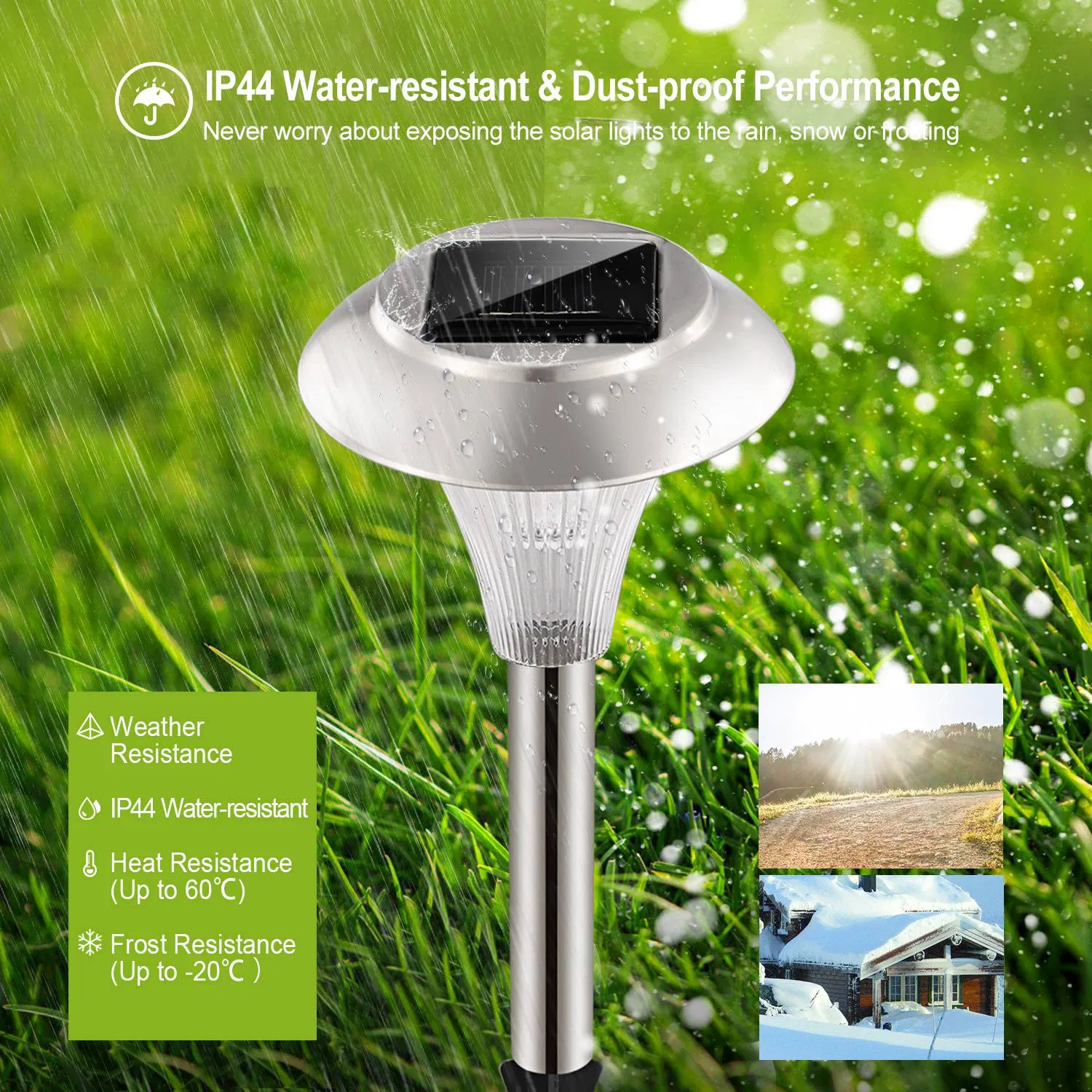 4 Packs Outdoor Solar Garden Pathway Lights, Color Changing LED Landscape Lighting, IP44 Weather-Resistant Stainless-Steel , PC Lights for Backyard Walkway photo 6
