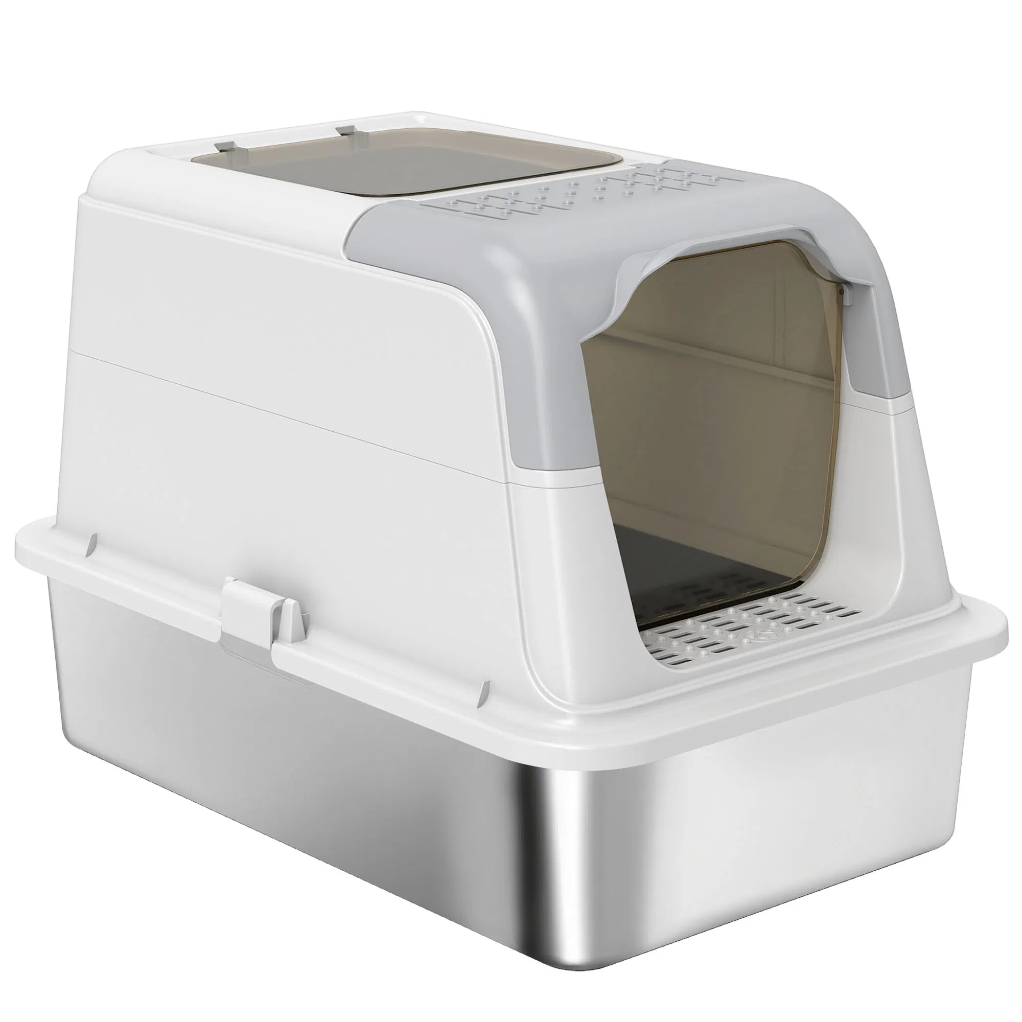 Extra Large Stainless Steel Litter Box, Enclosed Kitty Litter Box for Big Cats with Scoop, Deodorizer Bag photo 1