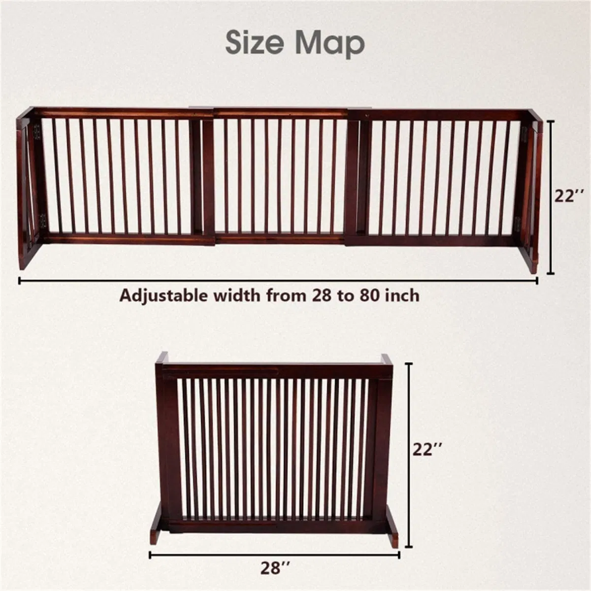 Wooden Pet Gate 3 Panels,Freestanding Length Adjustable photo 4