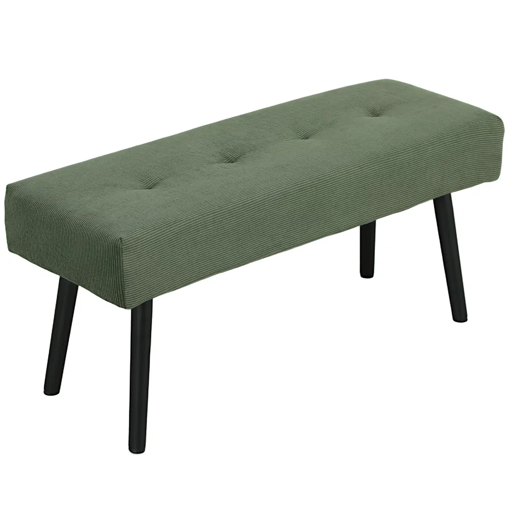 39" Upholstered Ottoman Bench, Corduroy Entryway Bedroom Bench with Padded Seat and Steel Legs for Bedroom, Green photo 7