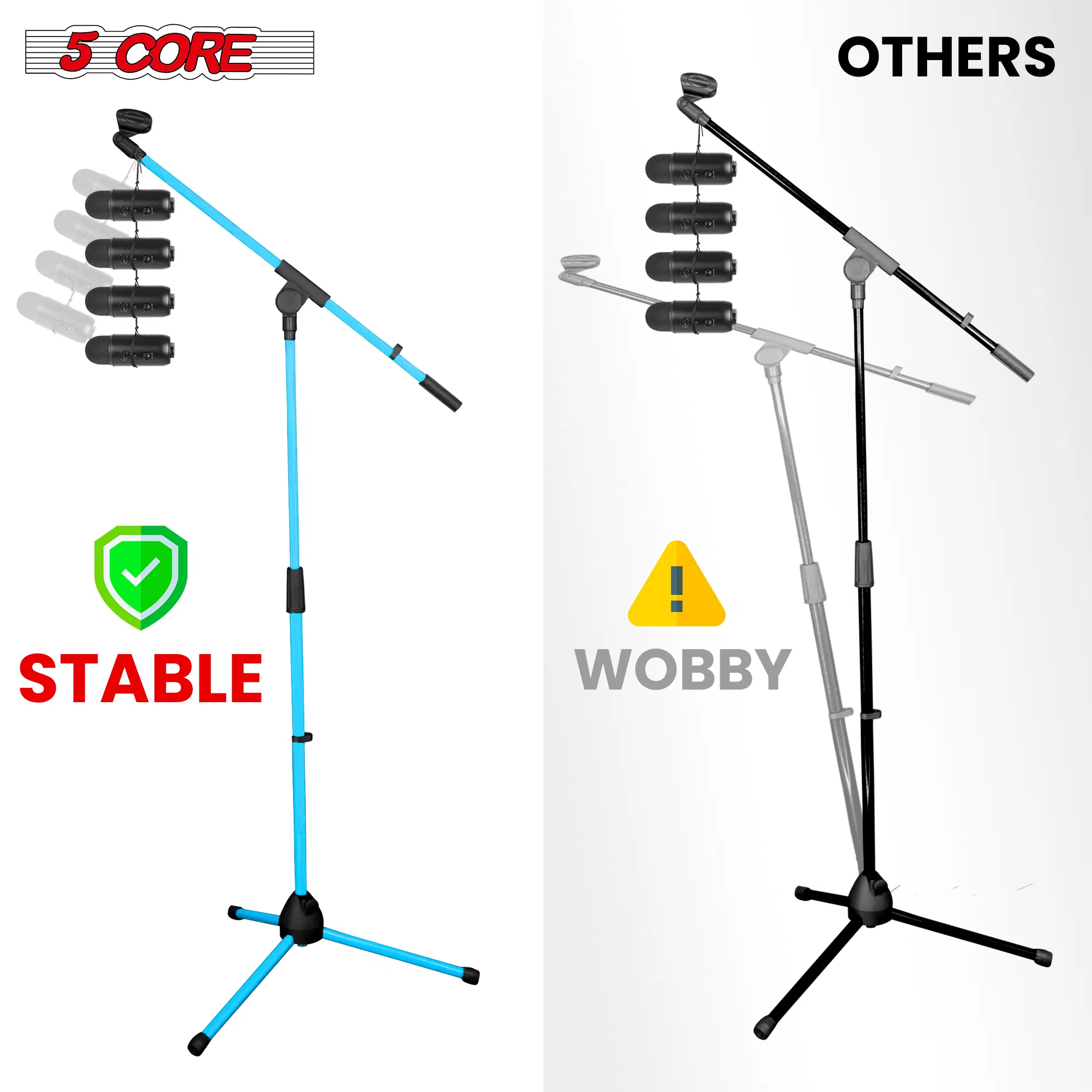 5 Core Tripod Mic Stand Floor 2Pcs Adjustable 18 to 72 Inches Sturdy Boom Arm Holder Microphone Stands Pedestal Para Microfono for Singing photo 4