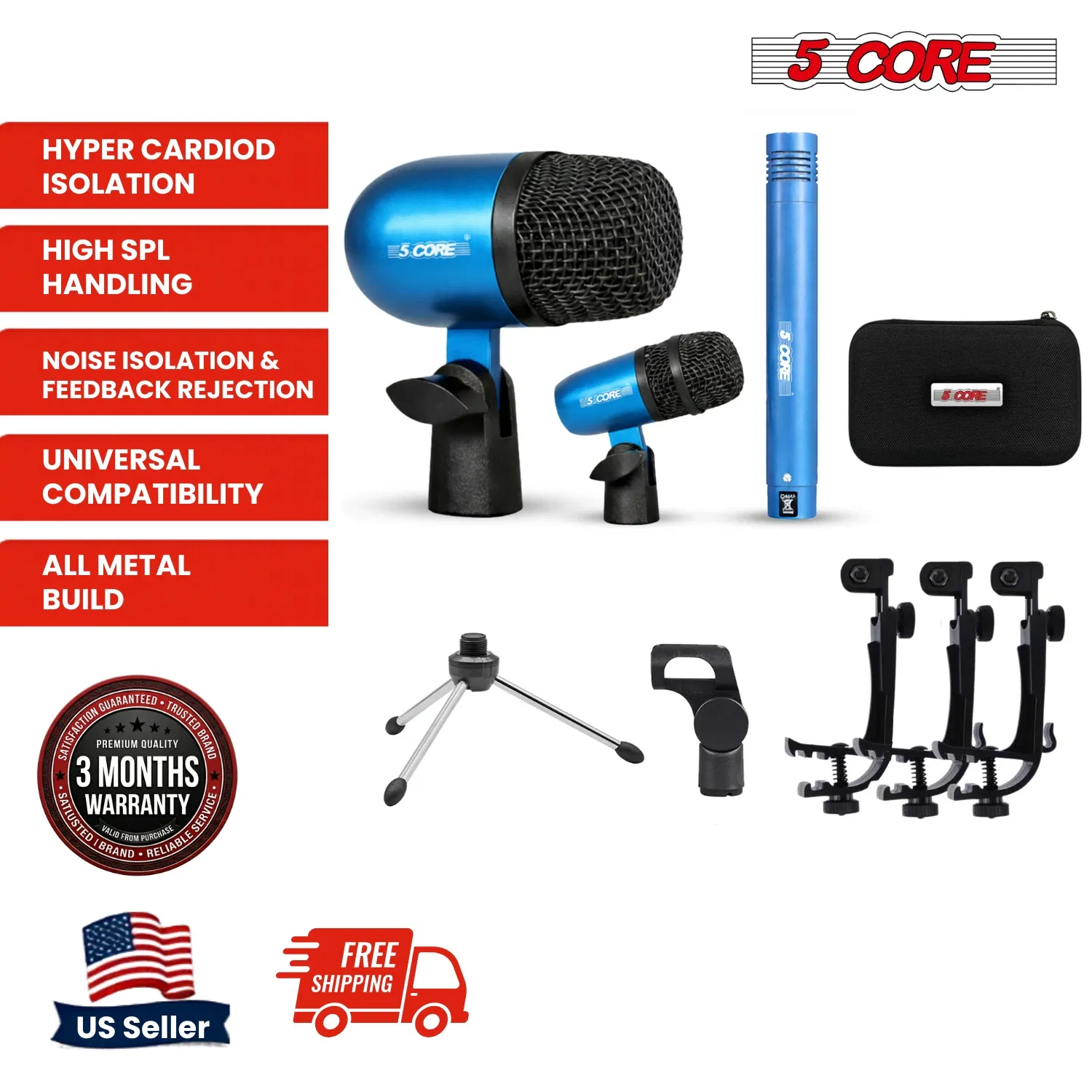 5 Core Conga Mic Snare Tom Microphone Drum Kit Condenser XLR Instrument Mics photo 5