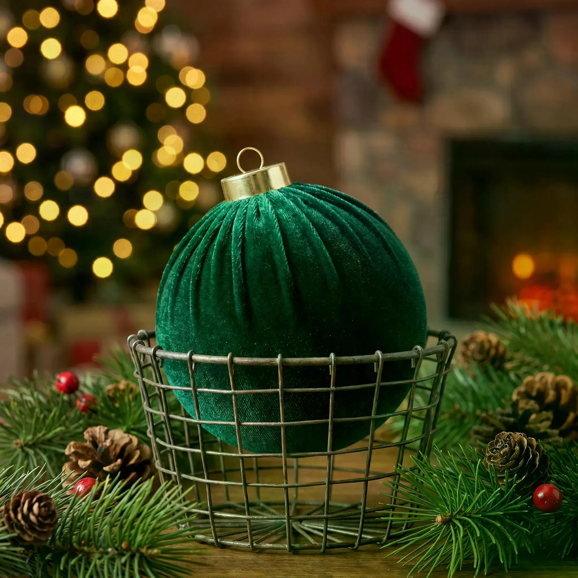 12Pcs Velvet Christmas Baubles Set, 80mm (3.15inch) Fabric Wrapped Xmas Balls, Red Green Cream Coffee Hanging Ornaments for Christmas Tree Holiday Home Party Decor photo 7