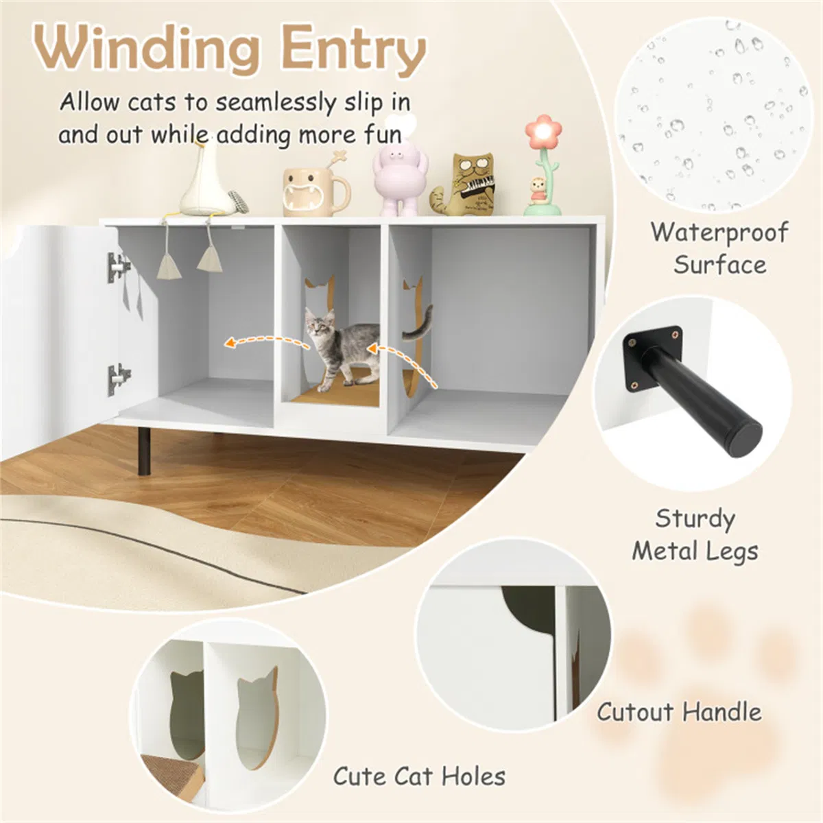 White Cat Litter Box Enclosure photo 3