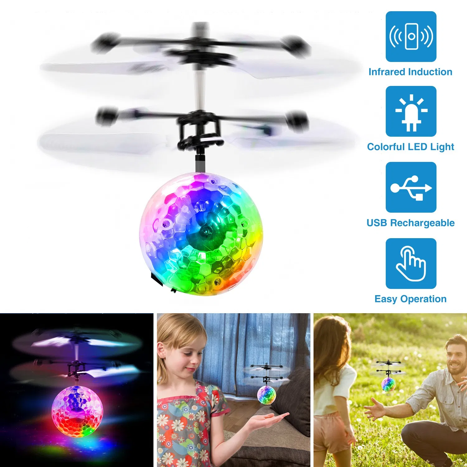 RC Flying Balls Electric Infrared Induction Drone Helicopter Ball LED Light Kids Flying Toy photo 2