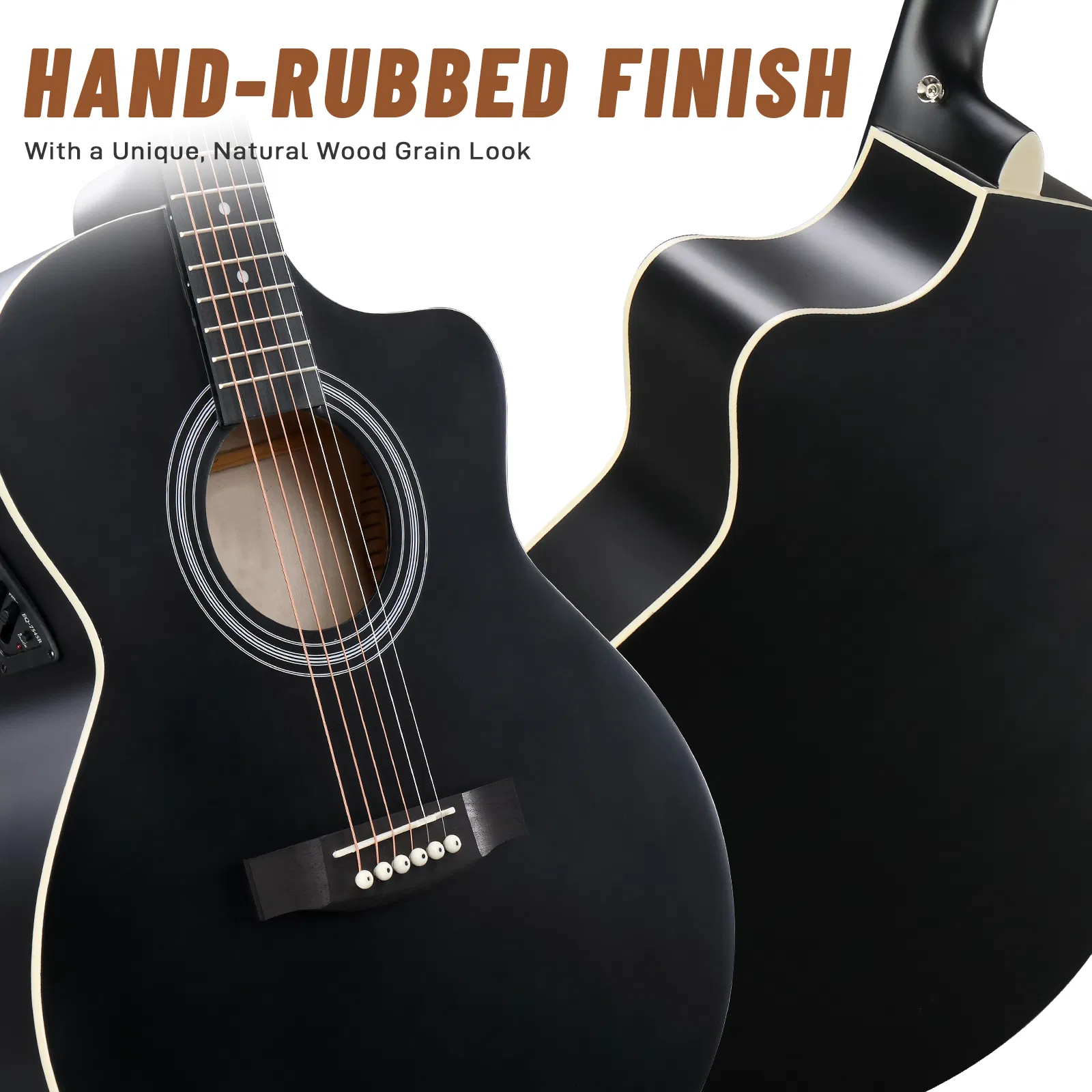 Replace 37788227KMA102 41In Basswood Panel Matte Edging Folk Guitar with 15W Amplifier Bag Tuner and other Accessories Black photo 3
