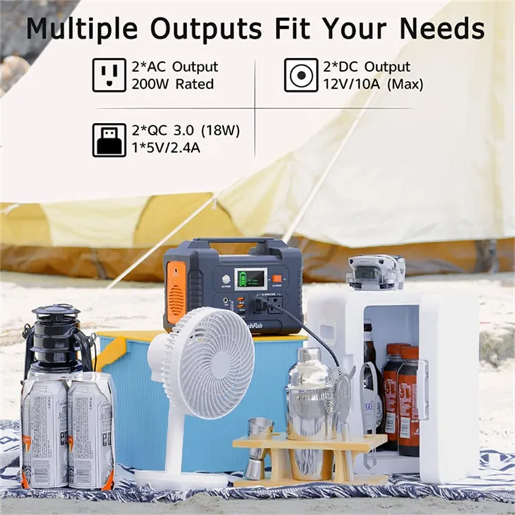 200W Portable Power Station;  FlashFish 40800mAh Solar Generator with 60W 18V ETFE Portable Solar Panel;  Flashfish Foldable Solar Charger photo 2
