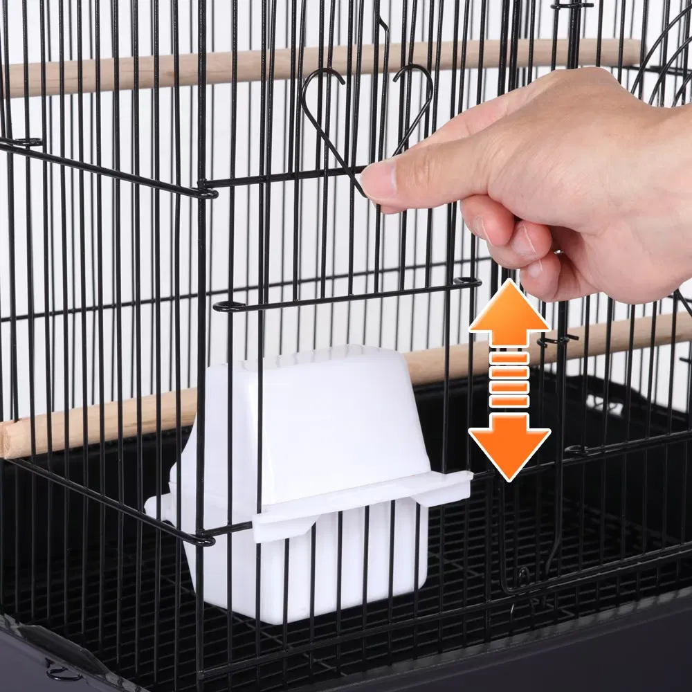 39"H Metal Bird Cage Large Roof Top Huge House for Small Birds, Black photo 6