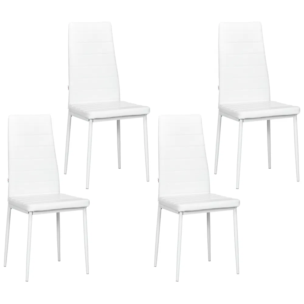 Modern Dining Chairs, Set of 4, High Back PU leather Upholstery and Metal Legs for the Living Room, Kitchen, Home Office, White photo 7