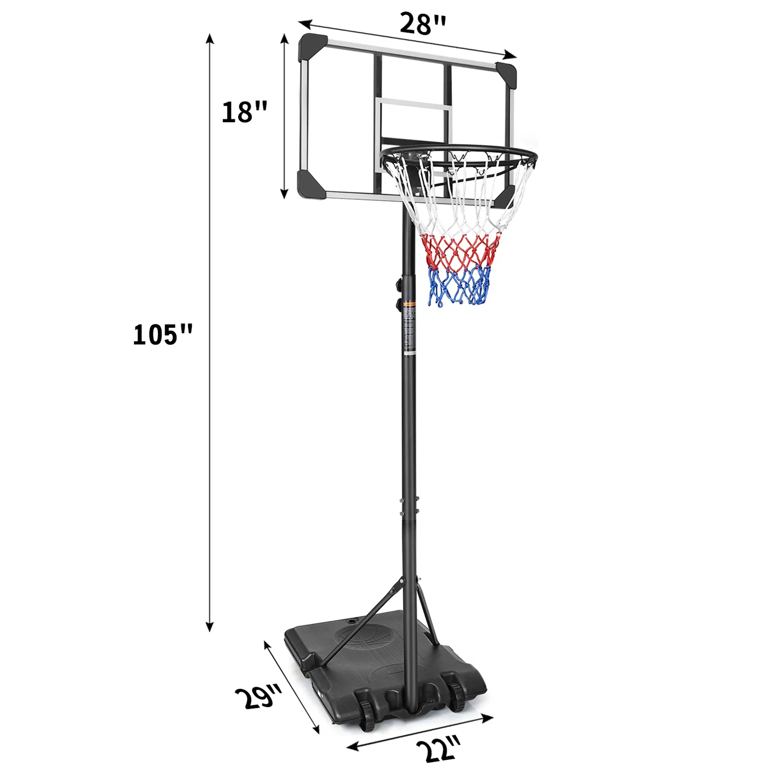16" Portable Basketball Hoop Outdoor | 5.6ft ~7ft Stepless Adjustable Height Basketball Goal System for Driveway, Backyard, for All Ages,Basketball Goal System Indoor Outdoor for Kids Teens Adults photo 4