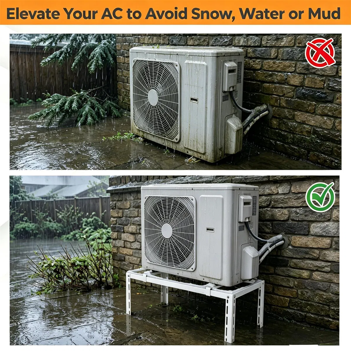 Adjustable Mini Split Ground Stand, 400 lbs Heavy Duty AC Condenser Stand for 900036000 BTU Ductless Heat Pump, Anti-Vibration Outdoor Support Bracket - White photo 7
