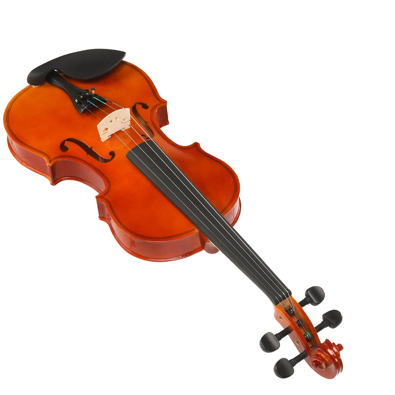 GV100 4/4 Acoustic Violin Case Bow Rosin Strings Tuner Shoulder Rest Natural photo 5