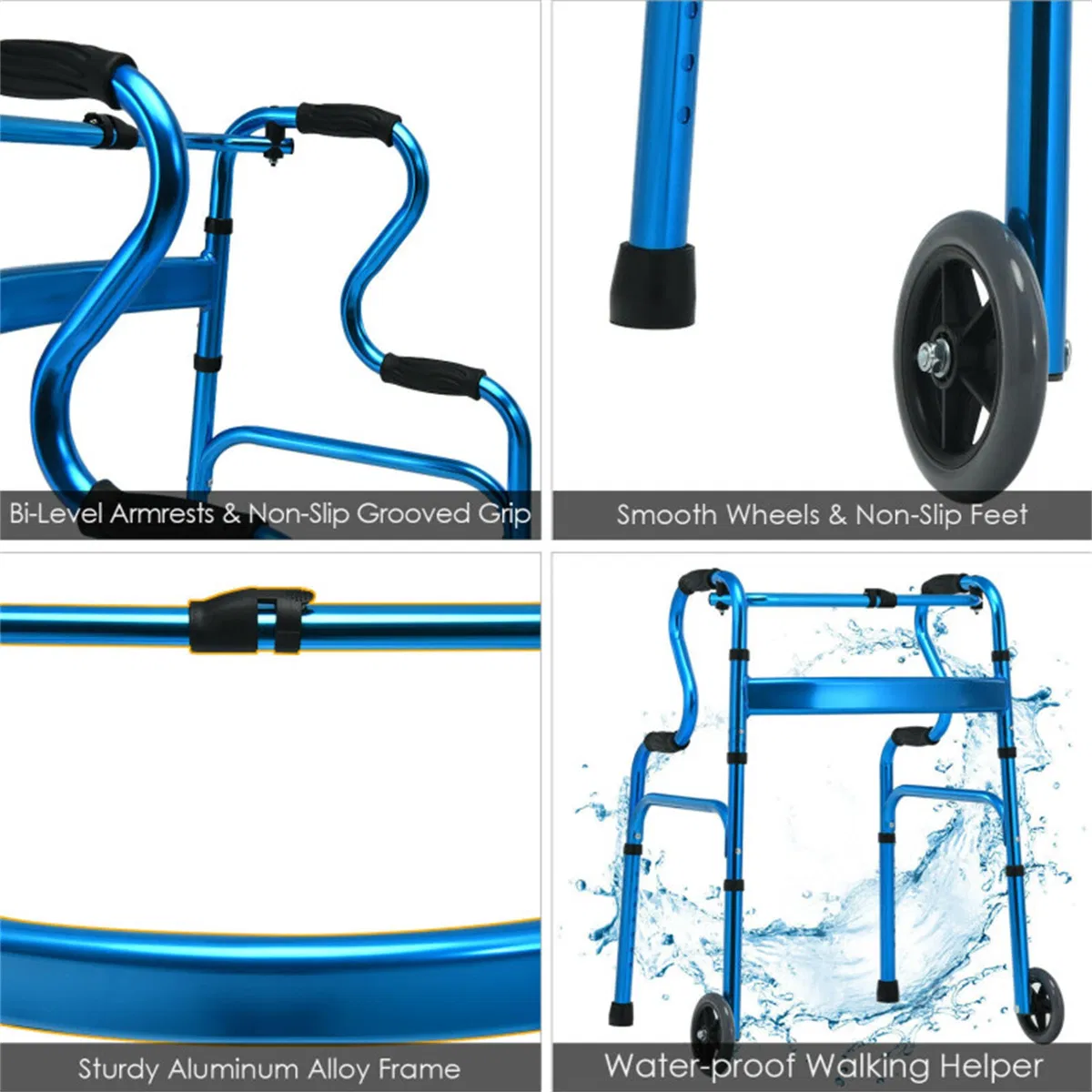 Blue walking aid foldable photo 3