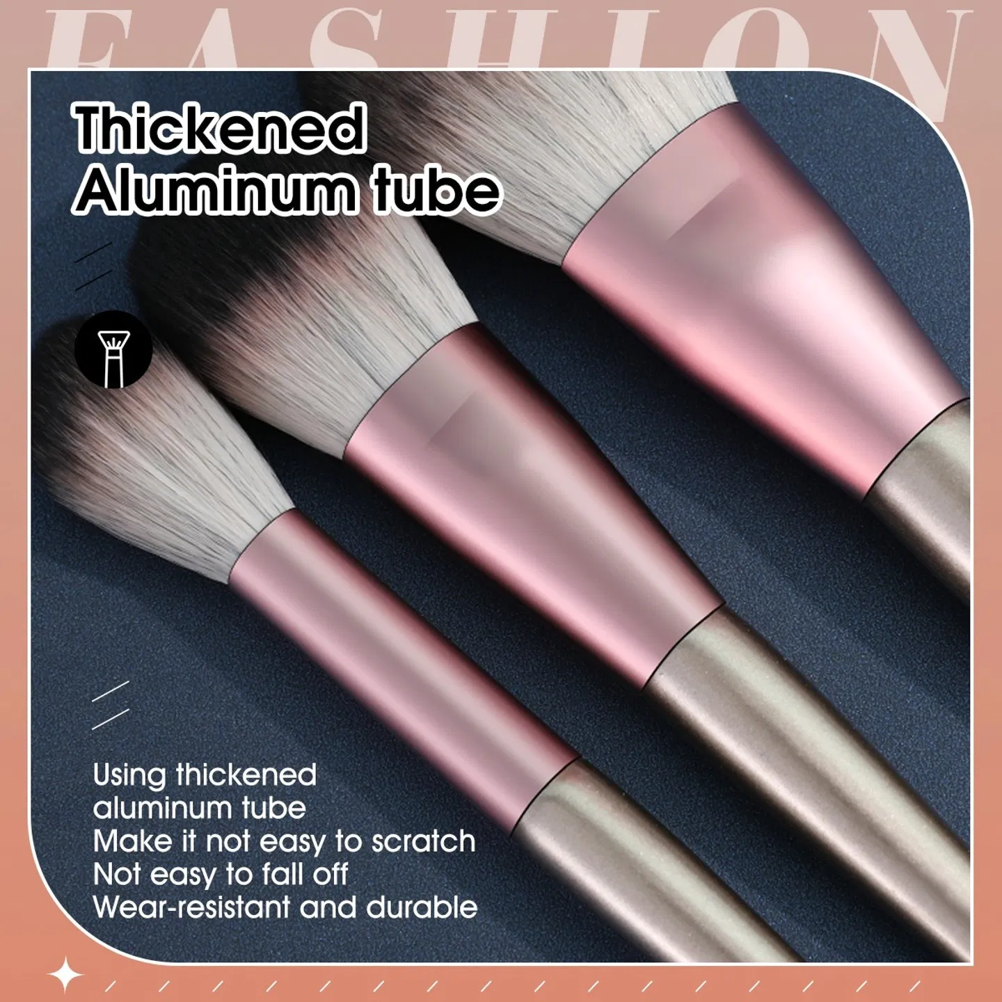 9-piece small pudding makeup brush set, all-in-one face and eye function brush, soft bristles that evenly apply makeup, paired with a printed roll-up case photo 7