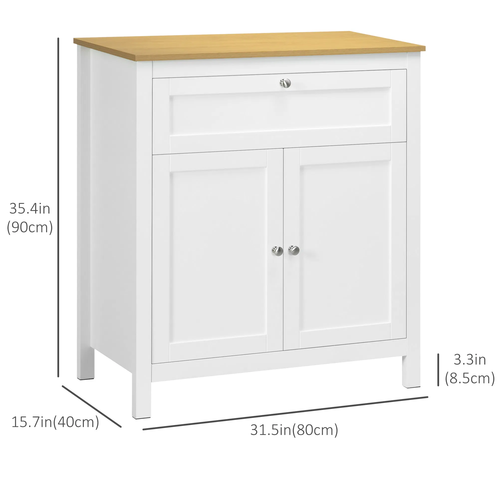 Sideboard Cabinet, Buffet Table with Drawer, Double Door Cupboard and Adjustable Shelf for Living Room, Entryway, White photo 2