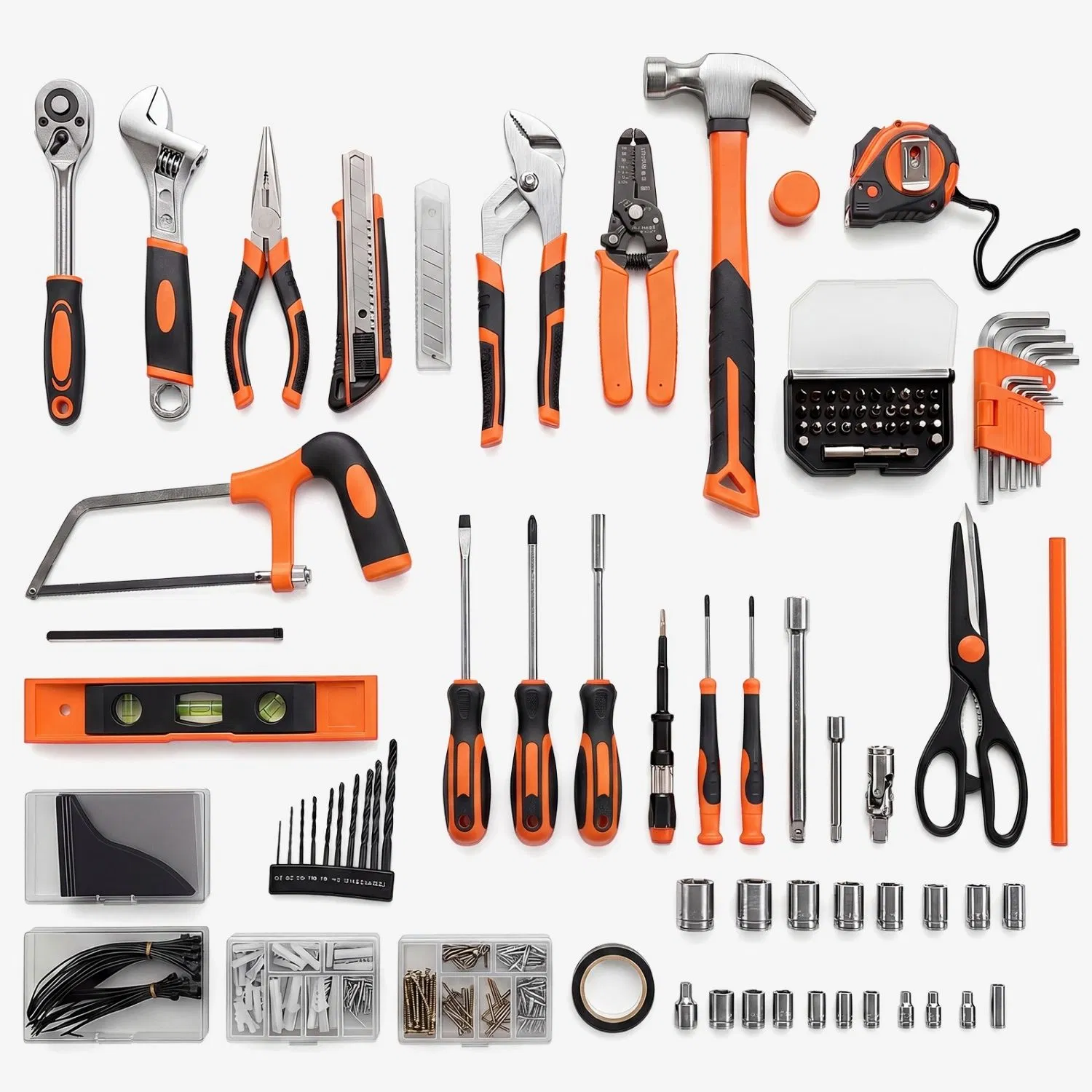 330pcs Hand Tool Set, Professional Grade, Organized Storage Case, Black-Red or Black-Yellow for Garage, Workshop& Emergency photo 6