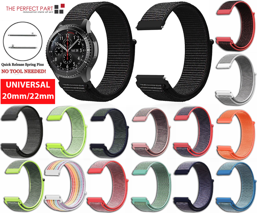 20mm 22mm Woven Nylon Sport Loop Watch Band Strap Quick Release Spring Pins USA photo 6