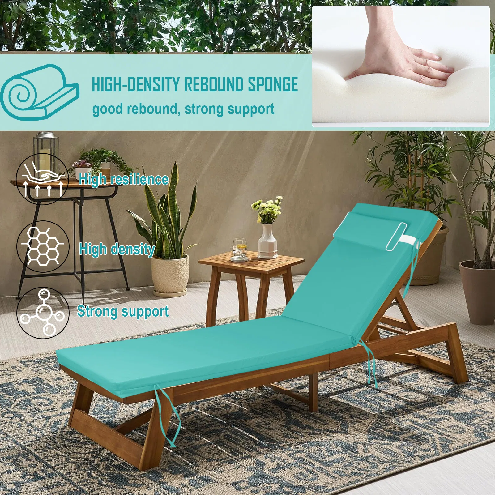 Outdoor Chaise Lounge Cushion, 80 in. x 26 in. x 3 in. Waterproof Fade-Resistant Patio Chair Pad for Pool Beach photo 5