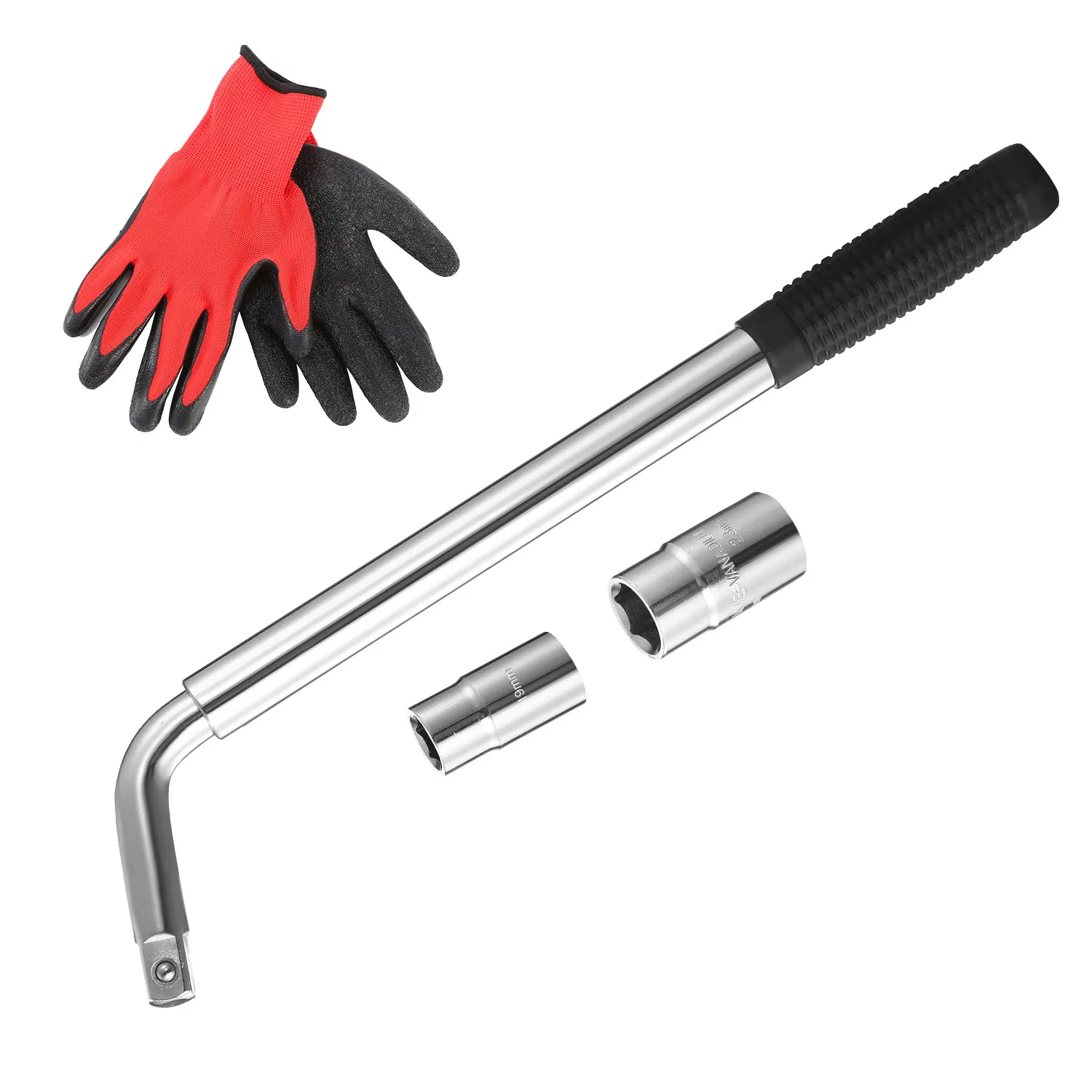 Telescoping Lug Wrench Extendable Tire Wheel Nut Wrench with CR-V Sockets 17mm/19mm/21mm/23mm Free Work Gloves photo 8