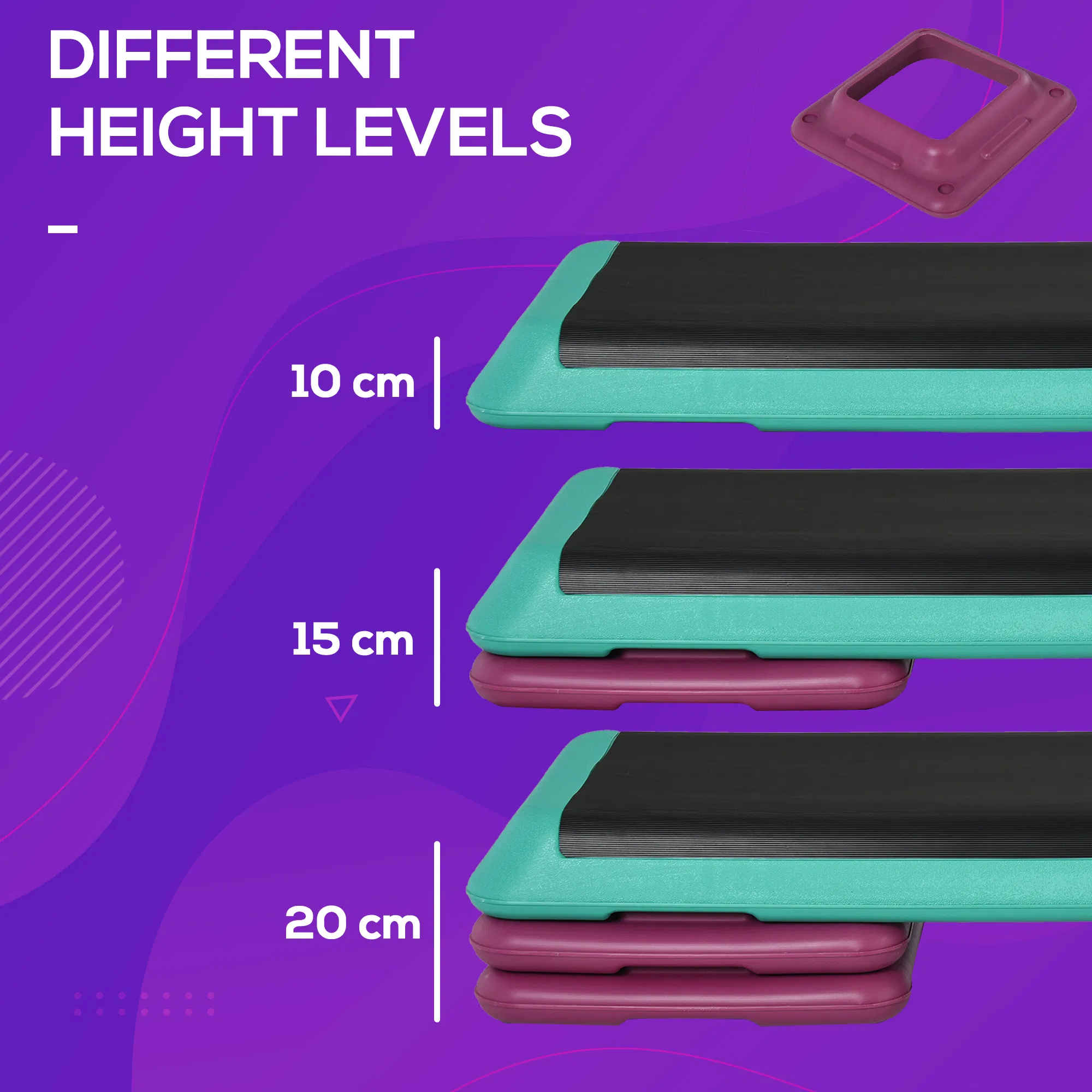3.9"/5.9"/7.9" Aerobic Stepper Exercise with Non-Slip Top for Home, Office, Indoor, Outdoor, Multicolour photo 2