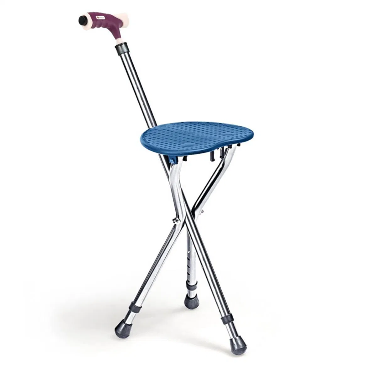 Folding Seat Cane (220lbs): 5-Level Height Adjust, LED Light, Anti-Slip Pads, Aluminum Alloy, Bonus Cushion/3 Foot Pads for Elder-Silver photo 5