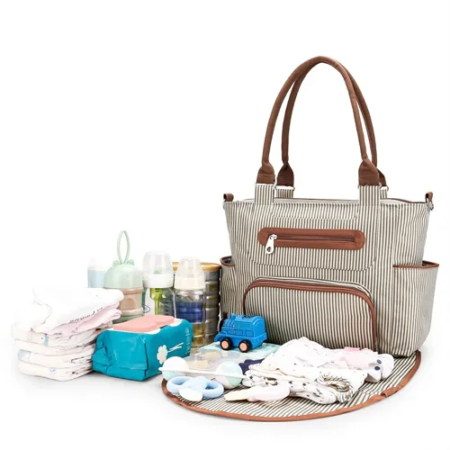 8PCS Baby Diaper Bag Set - Spacious 12-Pocket Design with Bottle Bag, Diaper Pad & Burp Cloths - 2 Carrying Ways, Wide Opening for Easy Access - Ideal for Parents photo 8