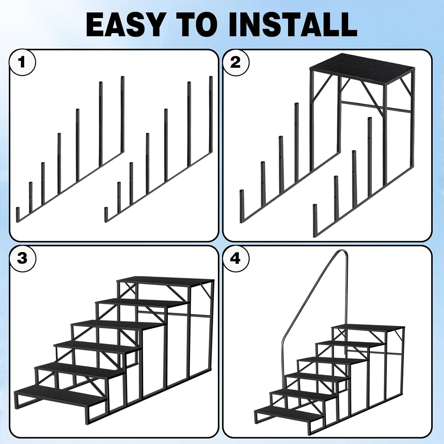 Swimming Pool Ladder Above Ground Pools, Step Stool Ladder with Handrails, Heavy Duty Hot Tub Steps (6 Step) photo 2