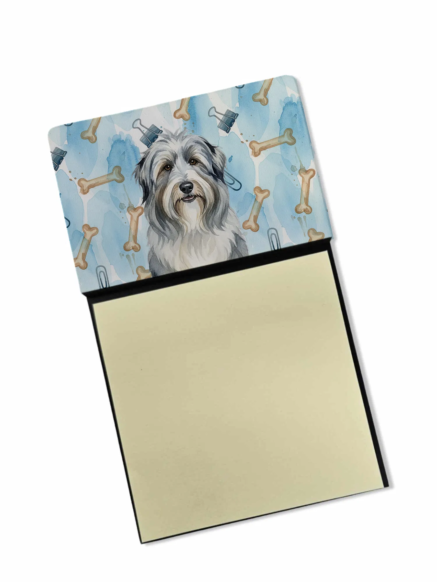 Bearded Collie Coworker Watercolor Sticky Note Holder Refillable Dispenser Desk Accessory 3x3 Pad Gift photo 1