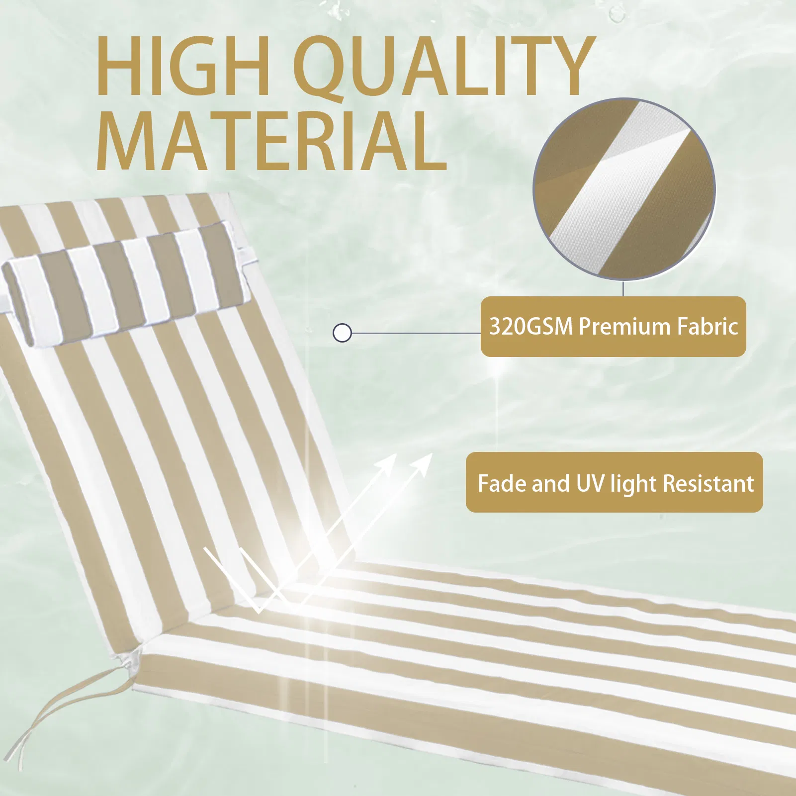 Outdoor Chaise Lounge Cushion, 72 in. x 21 in. x 3 in. Waterproof Fade-Resistant Patio Chair Pad for Pool Beach photo 6