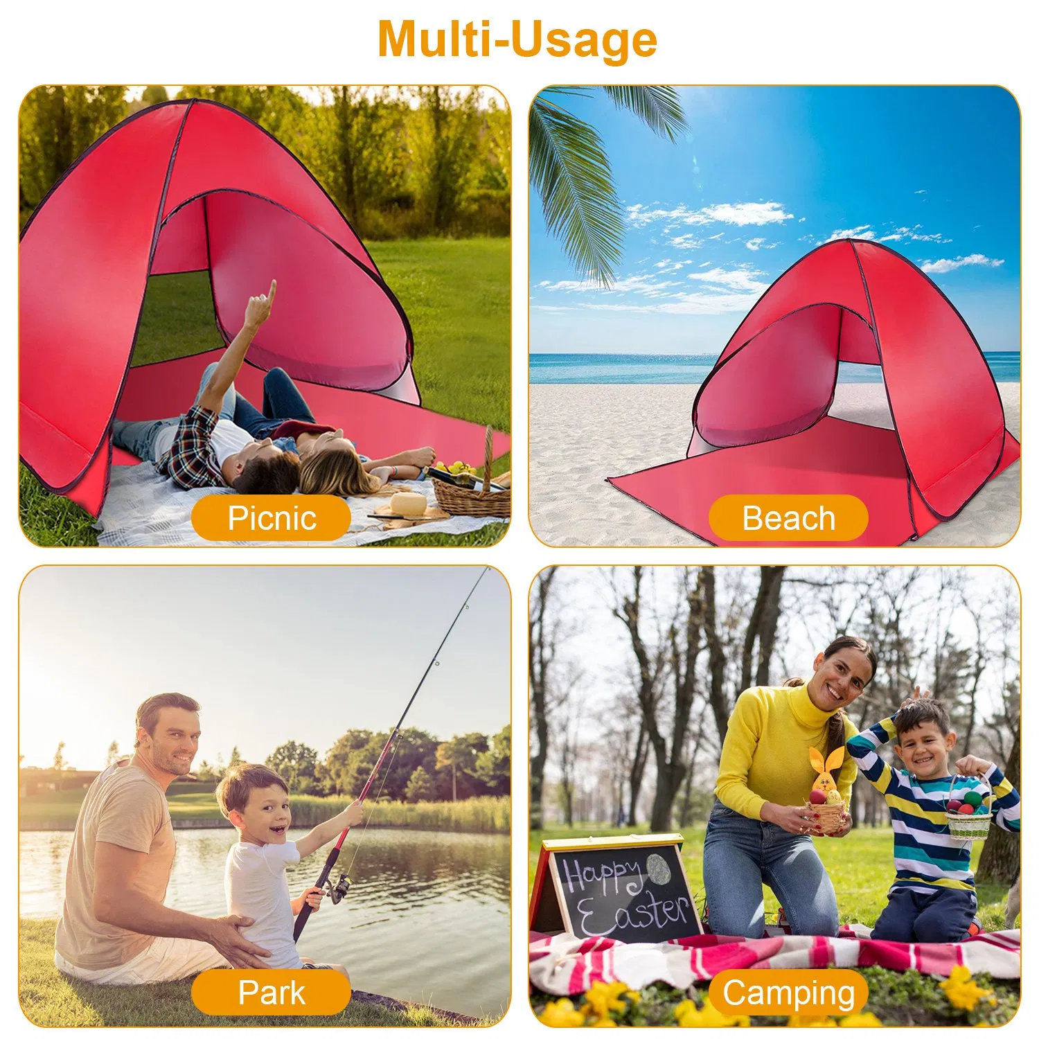 Pop Up Beach Tent Sun Shade Shelter Anti-UV Automatic Waterproof Tent Canopy for 2/3 Man w/ Net Window Storage Bag for Outdoor Beach Camping Fishing Park Lake photo 5
