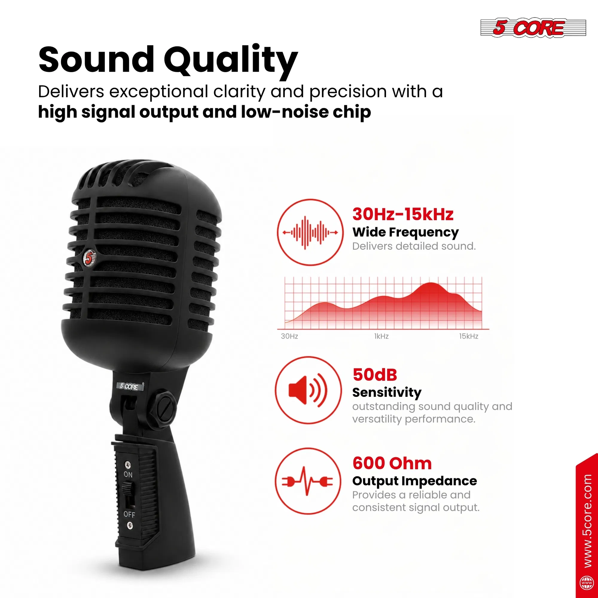 5Core Vintage Microphone Classic Dynamic Professional XLR Studio Retro Style Mic photo 5