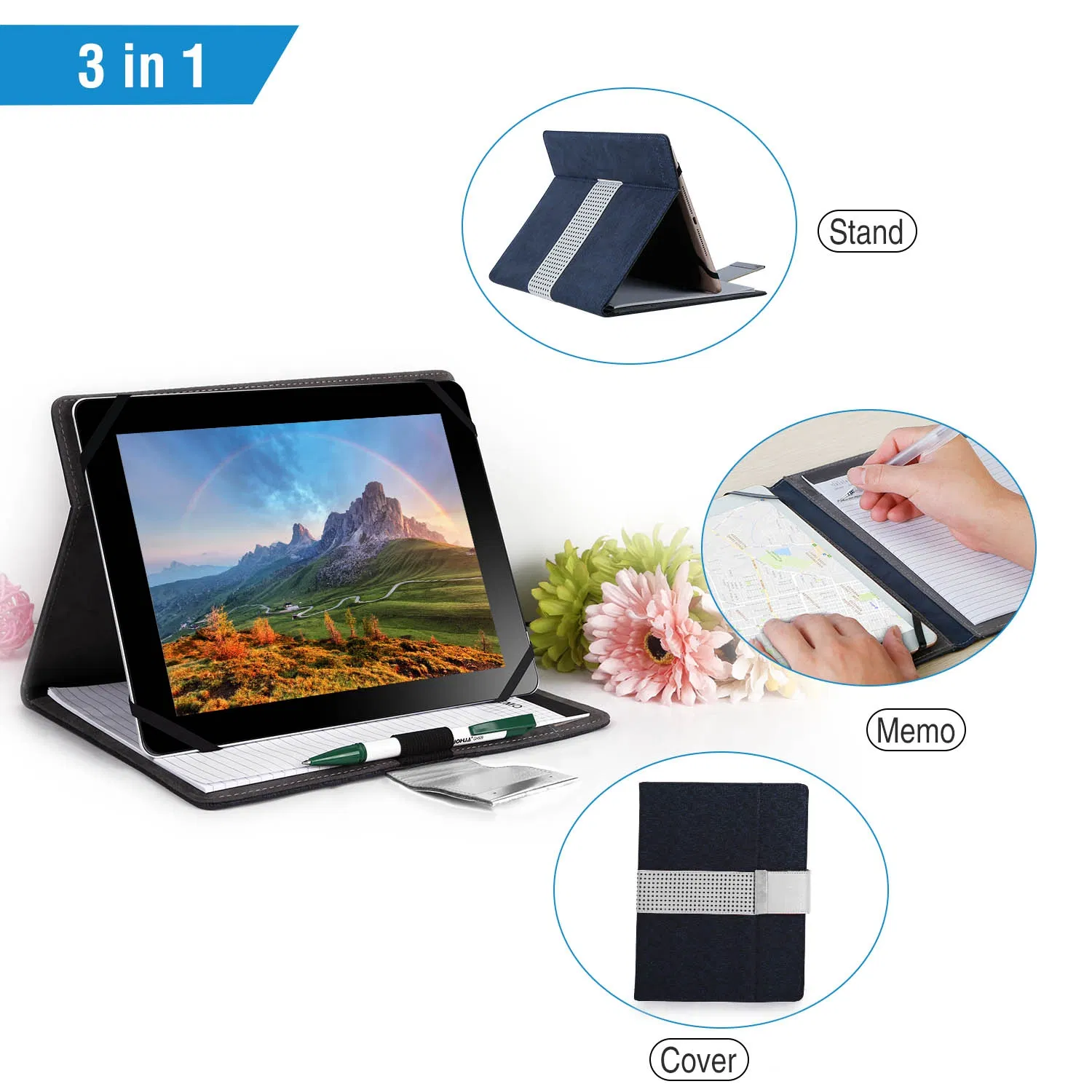 Tablet PC Protector Organizer Case For 9.7in Tablets Business Tablet Portfolio with Notepad Paper photo 3