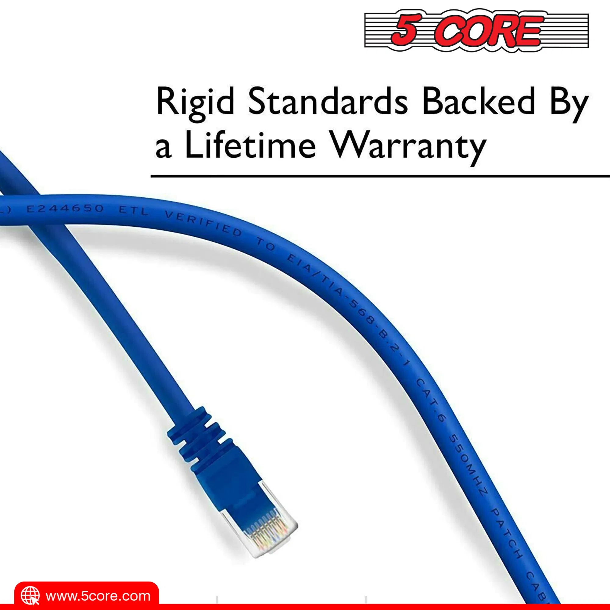 5Core Cat 6 Ethernet Cable 20ft Long Computer Internet Cables WiFi RJ45 Cord photo 3