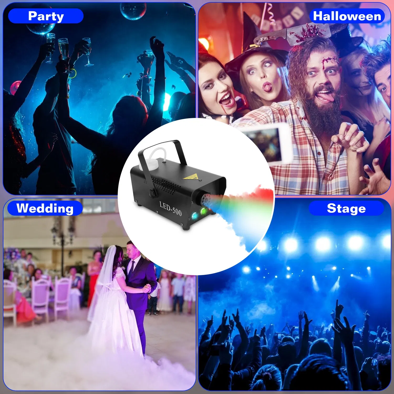 400W Fog Machine with 3 Color LED Lights (Red/Blue/Green) - 2000 CFM Output, 8.2ft Distance, Remote Control & Overheat Protection - Rapid 3-5min Warm-Up, Non-Toxic Odorless for Parties, Concerts, Stag photo 8