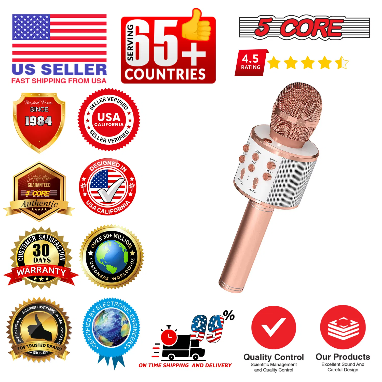 5 Core Microphone Wireless Karaoke Mic With Speaker 3 in 1 Portable Bluetooth Microfono Inalambrico photo 8