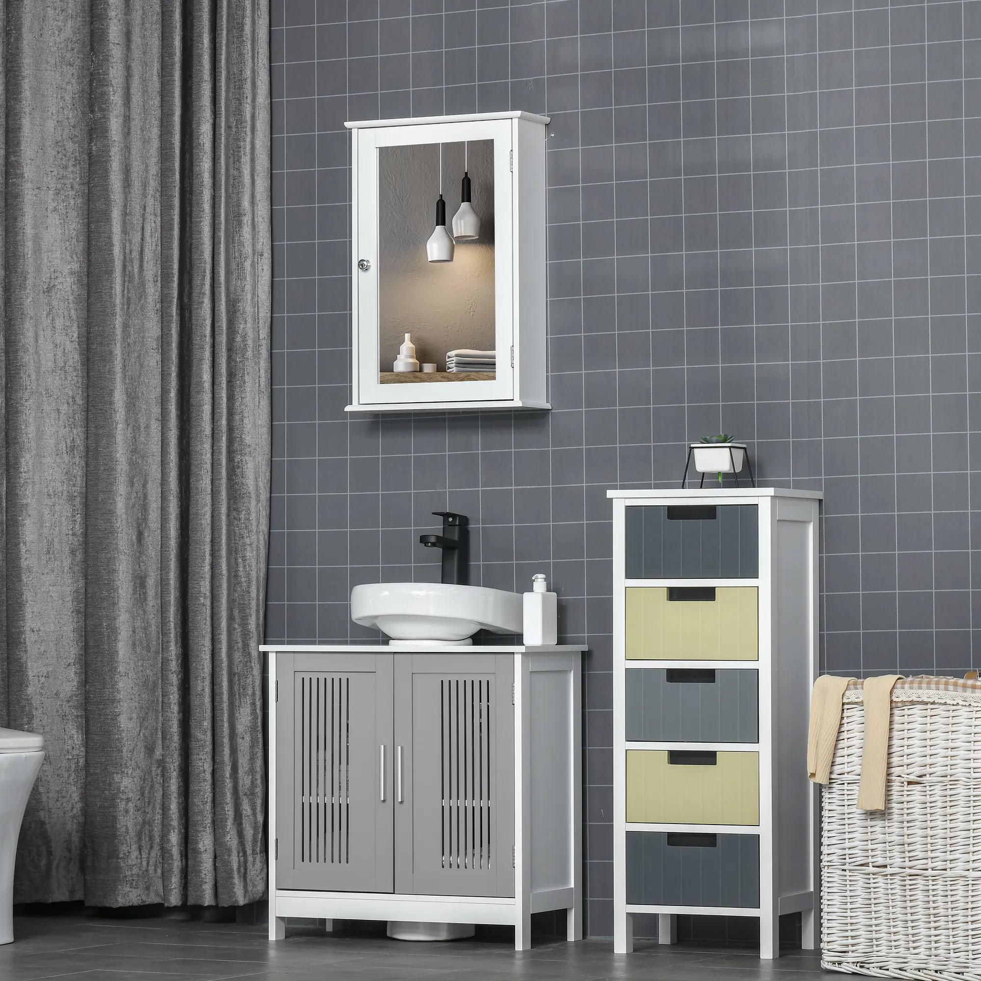 Bathroom Mirror Cabinet, Wall Mounted Medicine Cabinet with Door and Shelves, White photo 6