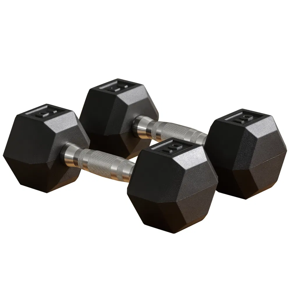 Rubber Dumbbells Weight Set, Total 20lbs(10lbs Each) Dumbbell Hand Weight for Body Fitness Training for Home Office Gym, Black photo 7