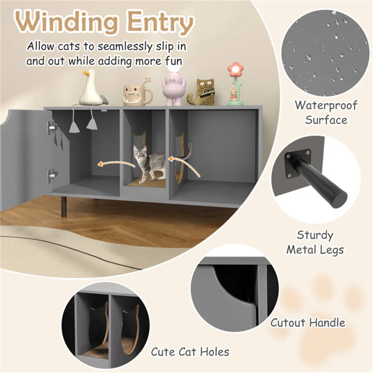 Gray Cat Litter Box Enclosure photo 8